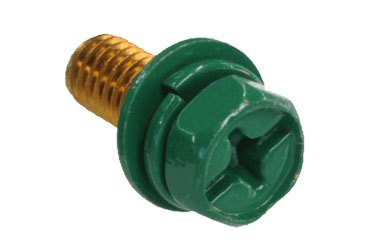 黄銅 六角頭(+)(-)グリーンボルト座金組み込み3点タイプ(アース用ねじ)(BGS-RO)(カメダデンキ)